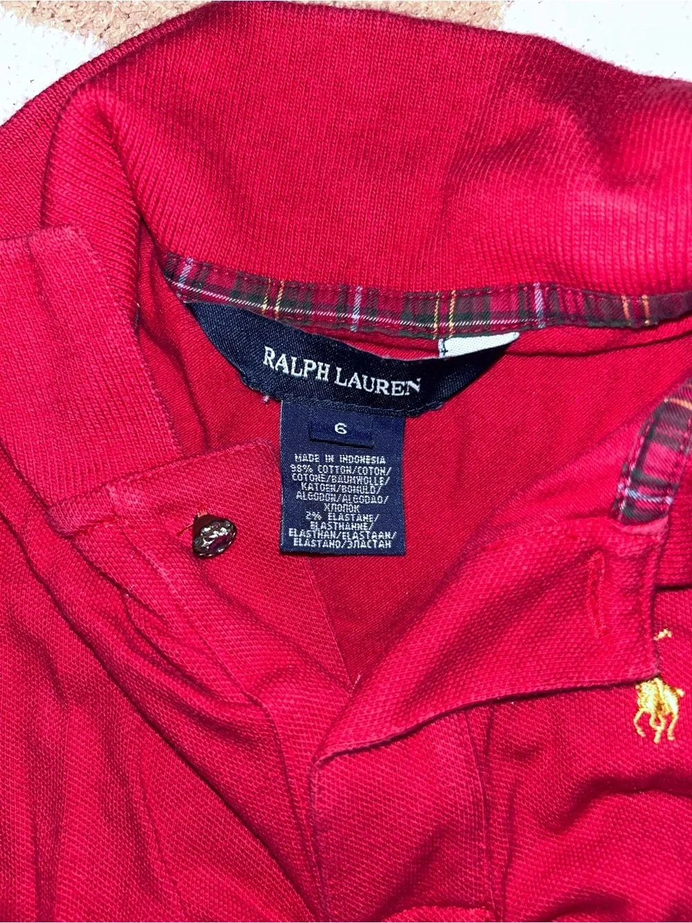 Ralph Lauren Red Long-Sleeve Polo Top with Embroidered Pony